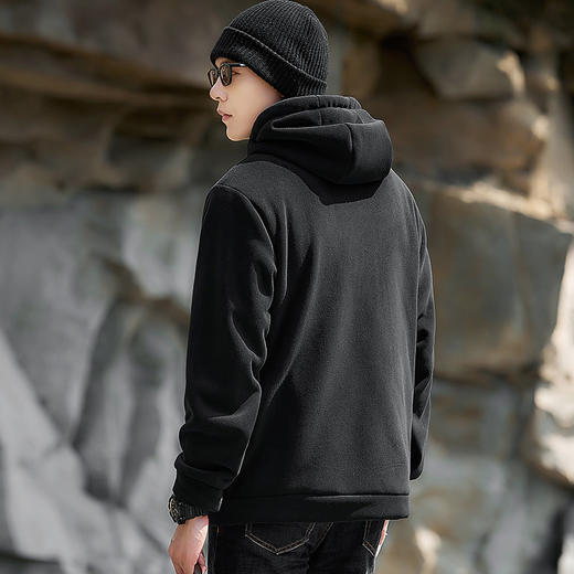 【Q】【加绒羊羔绒】【新款DX】大依优型大码男装连帽加绒外套加肥加大休闲夹克胖子宽松外套上衣 商品图7