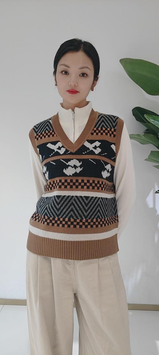 482423秋冬款 双头拉链针织毛衣开衫外套 白色/灰色 商品图5