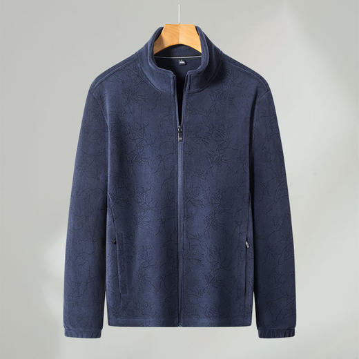 【奥利绒】【新款DSK】大依优型大码男装立领烧花奥利绒加肥加大休闲夹克胖子宽松上衣 商品图3