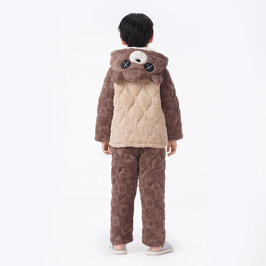 都市丽人眯雅佳睡衣夹棉系列长袖牛奶绒烂花夹棉加厚童装中夹棉套装JHT1B7 商品图4