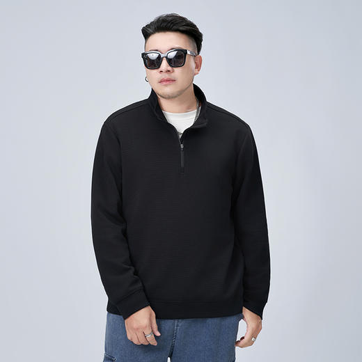 【新款DMH】大依优型大码男装立领拉链卫衣简约宽松上衣男士胖子打底衫300斤 商品图2