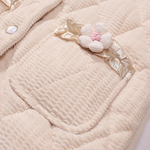 都市丽人睡衣夹棉系列长袖家居服法兰绒烂花夹棉加厚女士夹棉套装LHT1Q2 商品图5