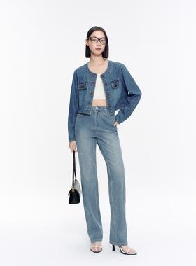 【商场同款】伊芙丽春秋牛仔长裤1F8150122