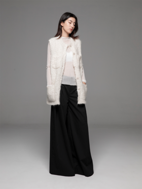 LIYIHAN 24秋马海毛圈绒羊毛衫针织背心马甲圆领保暖宽松慵懒风