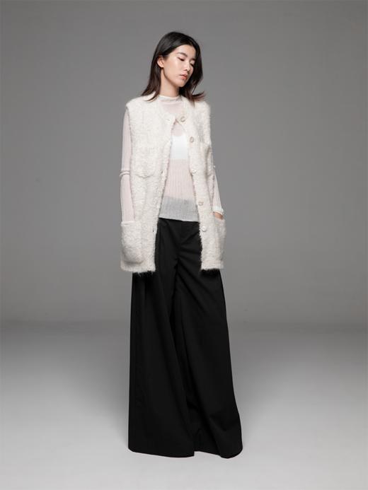 LIYIHAN 24秋马海毛圈绒羊毛衫针织背心马甲圆领保暖宽松慵懒风 商品图0