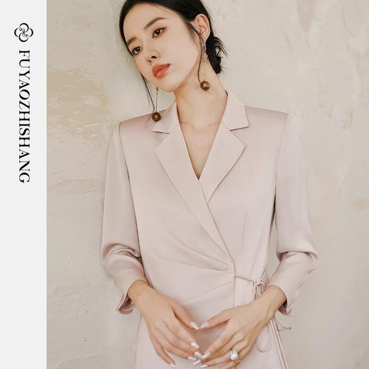 IWY/扶摇系列 国风连衣裙女高级感褶皱修身显瘦西装领裙子新中式女装 FYQ513 商品图2