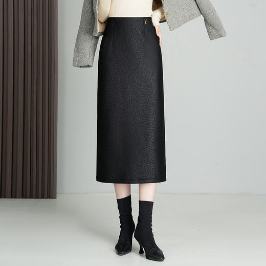 MYX-KDFY-S666-Y高腰直筒半身裙女秋冬季裙子2024年新款时尚开衩气质包臀一步裙 商品图1