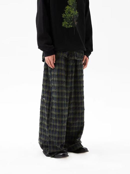 FMACM/CK2458/法兰绒格纹松弛感刺绣休闲长裤 商品图2