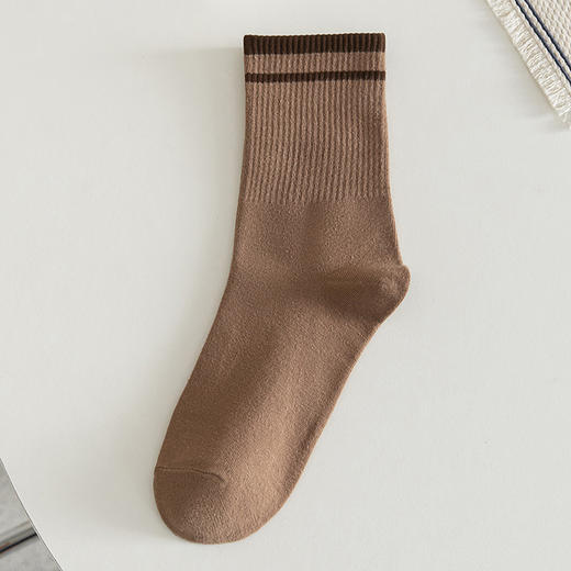 【棉条纹男中筒袜长袜】袜子男中筒袜长袜棉条纹秋冬男士吸汗休闲运动袜纯色 商品图7
