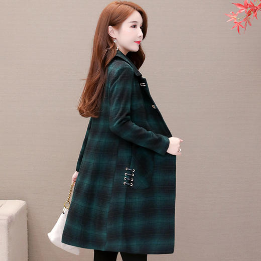QYMLRX-L4C71X-Y 时尚格子中长款外套毛呢2024年秋冬季新款大码羊毛大衣 商品图2