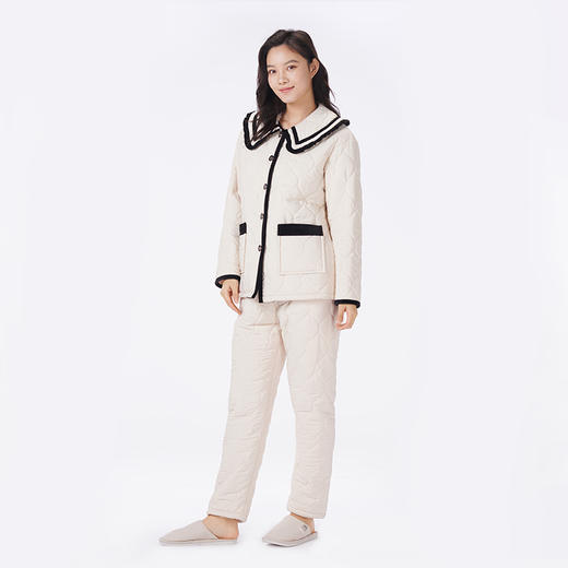 都市丽人睡衣夹棉系列长袖家居服梭织夹棉加厚女士中夹棉套装LHT1N9 商品图3