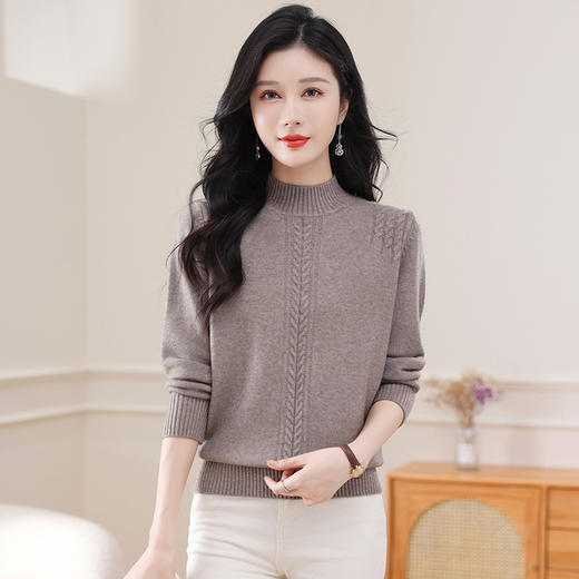 CC-108-1257半高领毛衣女秋冬2024新款中领打底衫加厚内搭小个子短款上衣洋气 商品图1