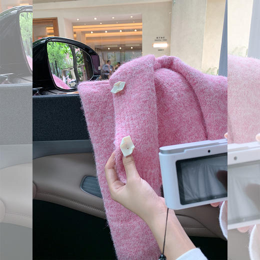 <曾小咸推荐>韩系甜美超显白玫粉色毛衣开衫 商品图2