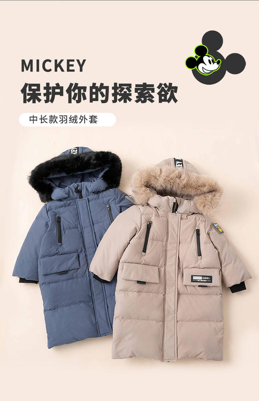 【可拆卸连帽】冬季男童中长款厚实保暖羽绒服婴幼儿毛领224DS0822 商品图2