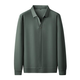 【新款DDP】大依优型大码V领长袖卫衣翻领男装加肥加大体恤大号上衣胖子弹力休闲商务