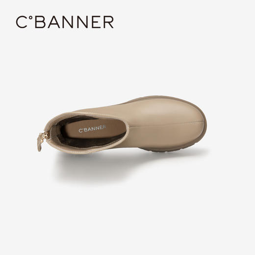 千百度厚底增高羊皮时装靴女款冬季保暖粗高跟显瘦短靴子A24533015 商品图2