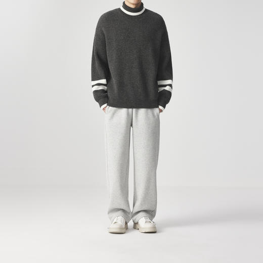 墨麦客男装 撞色条纹 可翻高领针织衫冬季新款肌理感厚款毛衣男潮 商品图3