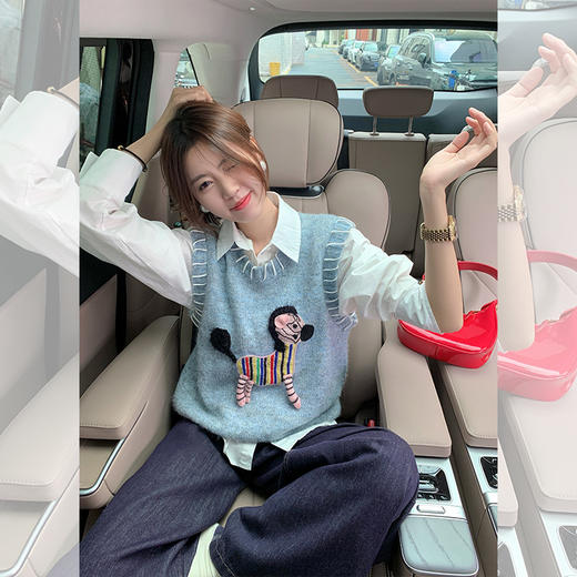 <曾小咸推荐>百搭彩色小马图案毛织马甲背心 商品图2