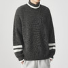 墨麦客男装 撞色条纹 可翻高领针织衫冬季新款肌理感厚款毛衣男潮 商品缩略图1