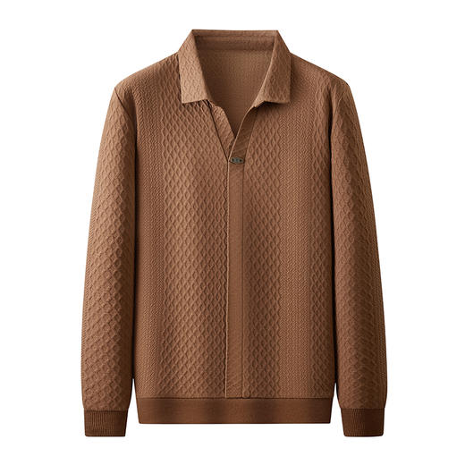 【新款DDP】大依优型大码V领长袖卫衣翻领男装加肥加大体恤大号上衣胖子弹力休闲商务 商品图3