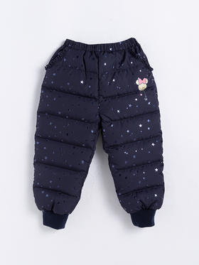 迪士尼【厚实保暖】冬季女童甜美羽绒休闲裤婴幼儿防风外出长裤224DK0437