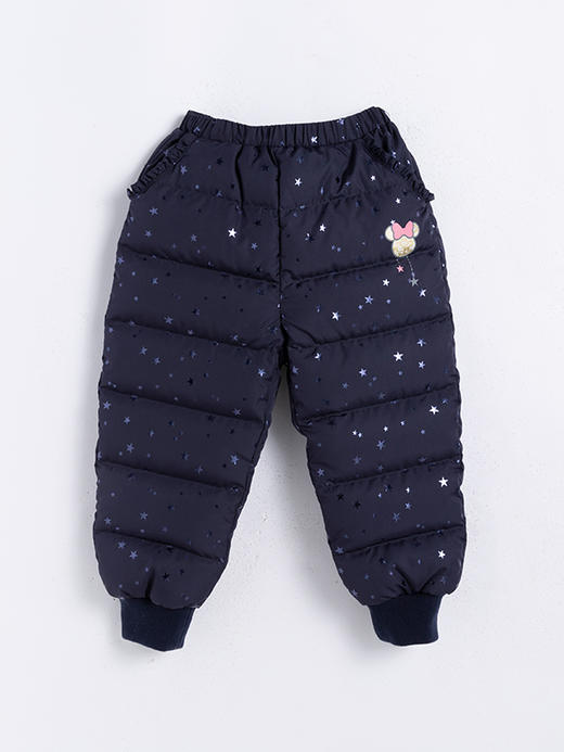 迪士尼【厚实保暖】冬季女童甜美羽绒休闲裤婴幼儿防风外出长裤224DK0437 商品图0