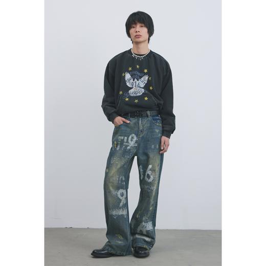 GOODBAI 916星星白鸽印花水洗加厚oversize卫衣 商品图0