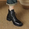 【预售5天】手抓纹羊皮褶皱质感系带休闲风马丁靴秋冬季新款学院风时尚短筒靴XS&AC9553 商品缩略图1