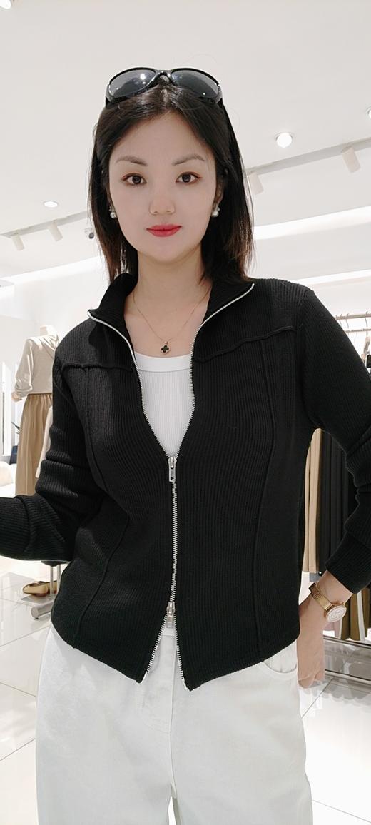 482423秋冬款 双头拉链针织毛衣开衫外套 白色/灰色 商品图8