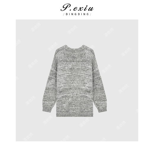 A008潘依绣丁丁宠粉PanYiXiu/潘依绣【燕麦可可】慵懒风混色V领针织毛衣外套 L2378 商品图2