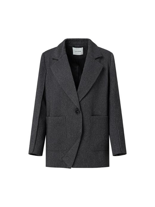 LIYIHAN 日本进口面料24秋新款折角绣字平驳领正肩西装外套高级感 商品图3