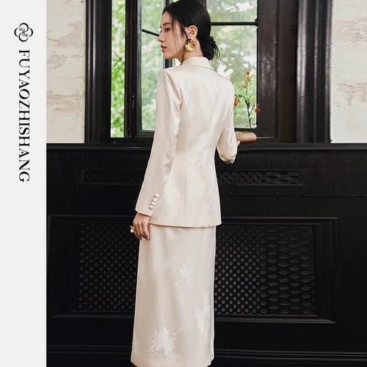 IWY/扶摇系列 缎面提花西服外套早秋新款高端通勤新中式国风休闲西装24FYCS529 商品图4