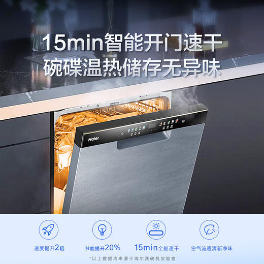 海尔（Haier）【朗境系列】14套嵌入式洗碗机W30 变频一级水效 升降碗篮 分区洗 智能开门速干 EYBW142286GGU1 商品图2