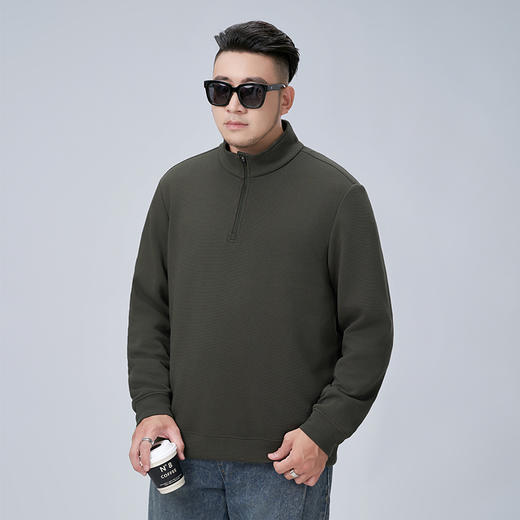 【新款DMH】大依优型大码男装立领拉链卫衣简约宽松上衣男士胖子打底衫300斤 商品图3