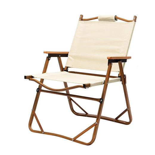 徽羚羊 木纹克米特 精致露营折叠便携露营椅  单人小号（钢材椅架）米白色 商品图1