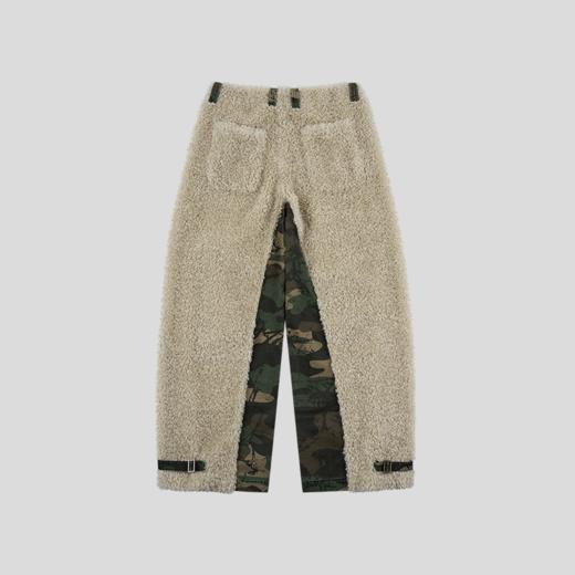 GOODBAI 916 迷彩拼接仿羊驼绒刺绣工装直筒休闲裤 商品图2