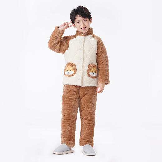 都市丽人眯雅佳睡衣夹棉系列长袖长毛绒夹棉加厚童装中夹棉套装JHT1B8 商品图2