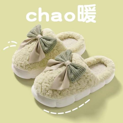 【棉拖鞋女蝴蝶结踩屎感】秋冬季厚底防滑棉鞋 室内轻便毛绒保暖毛托月子鞋 商品图9