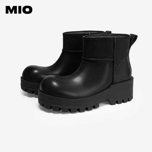 MIO米奥冬季圆头厚底切尔西靴短靴时尚百搭靴子女M245656106 商品图2