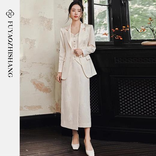IWY/扶摇系列 缎面提花西服外套早秋新款高端通勤新中式国风休闲西装24FYCS529 商品图1