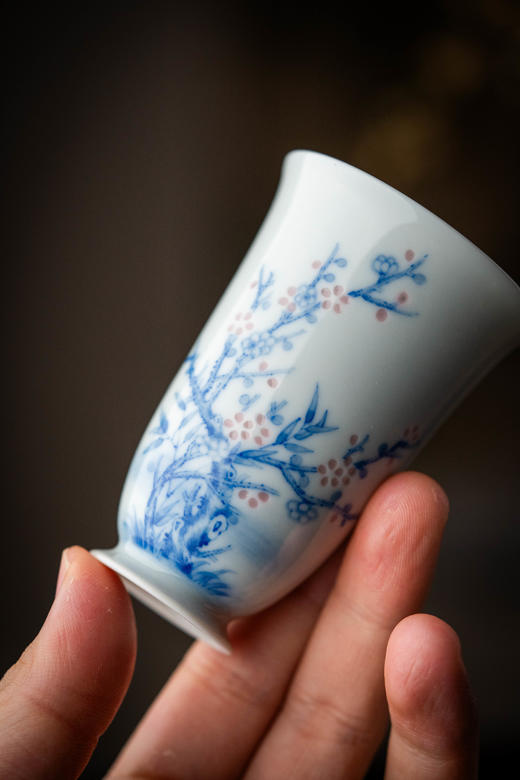 富玉窑  景德镇手工青花彩色玲珑梅兰竹菊闻香品茗杯陶瓷茶器主人杯 商品图1