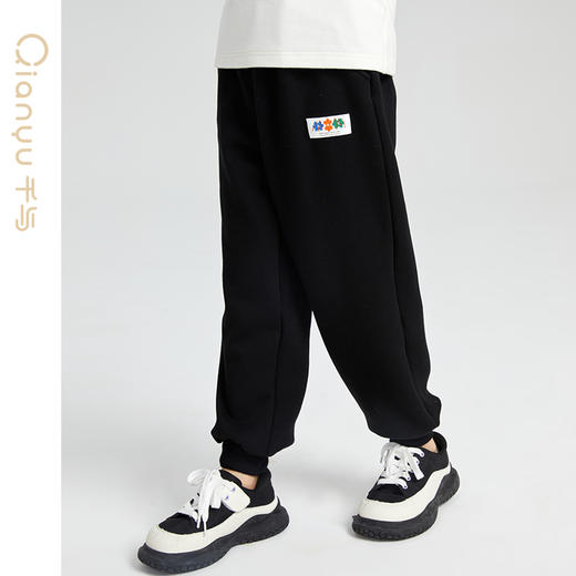 笛莎千与男童2024冬季新款男童基础休闲加绒针织长裤 商品图1