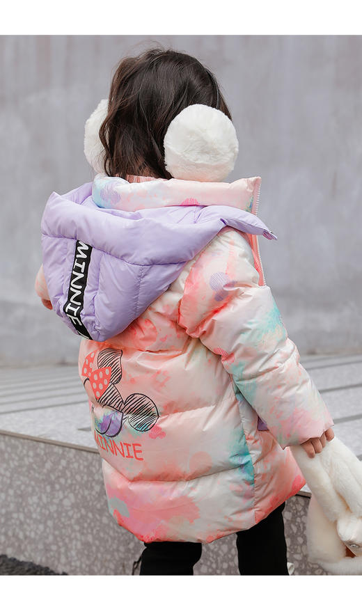 迪士尼冬季新品女童甜美中长款羽绒服婴幼儿防风外套224DS0793 商品图4