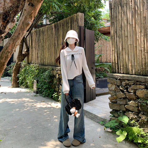 <曾小咸推荐>蝴蝶结设计感娃娃领针织衫上衣 日常139.99 立减70 秒杀69.99！！ 商品图3