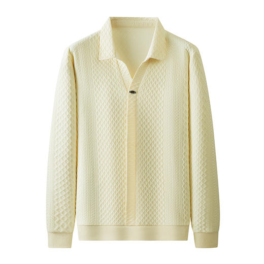 【新款DDP】大依优型大码V领长袖卫衣翻领男装加肥加大体恤大号上衣胖子弹力休闲商务 商品图0