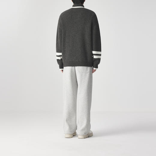 墨麦客男装 撞色条纹 可翻高领针织衫冬季新款肌理感厚款毛衣男潮 商品图4