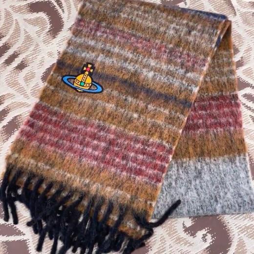 立减19【西太后明星同款土星围巾】冬天爆款 条纹拼色桐庐马海毛披肩 仿羊毛围脖#异业福利 商品图6