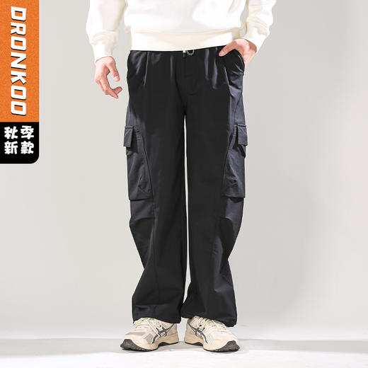 DRONKOO 2024 撞色抽绳两侧立体袋盖脚口抽绳中厚工装长裤 商品图0