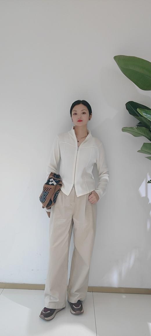 482423秋冬款 双头拉链针织毛衣开衫外套 白色/灰色 商品图3