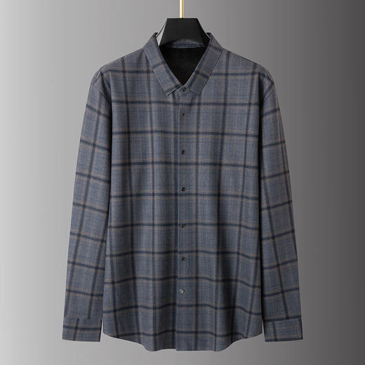 【加绒】【新款DPS】大依优型大码格子长袖衬衫弹力加肥加大胖子上衣男士T恤肥佬打底男装 商品图3